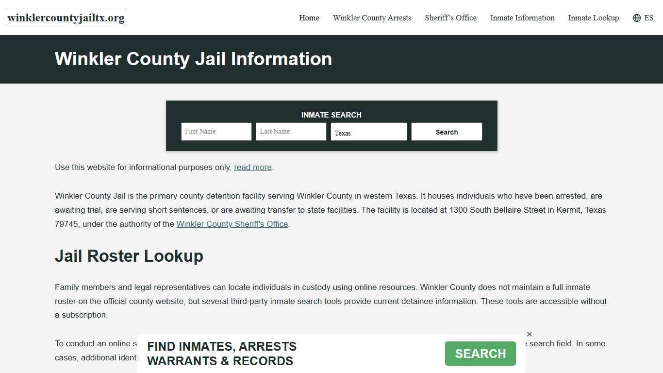 Winkler County, TX Jail Roster, Inmate Info