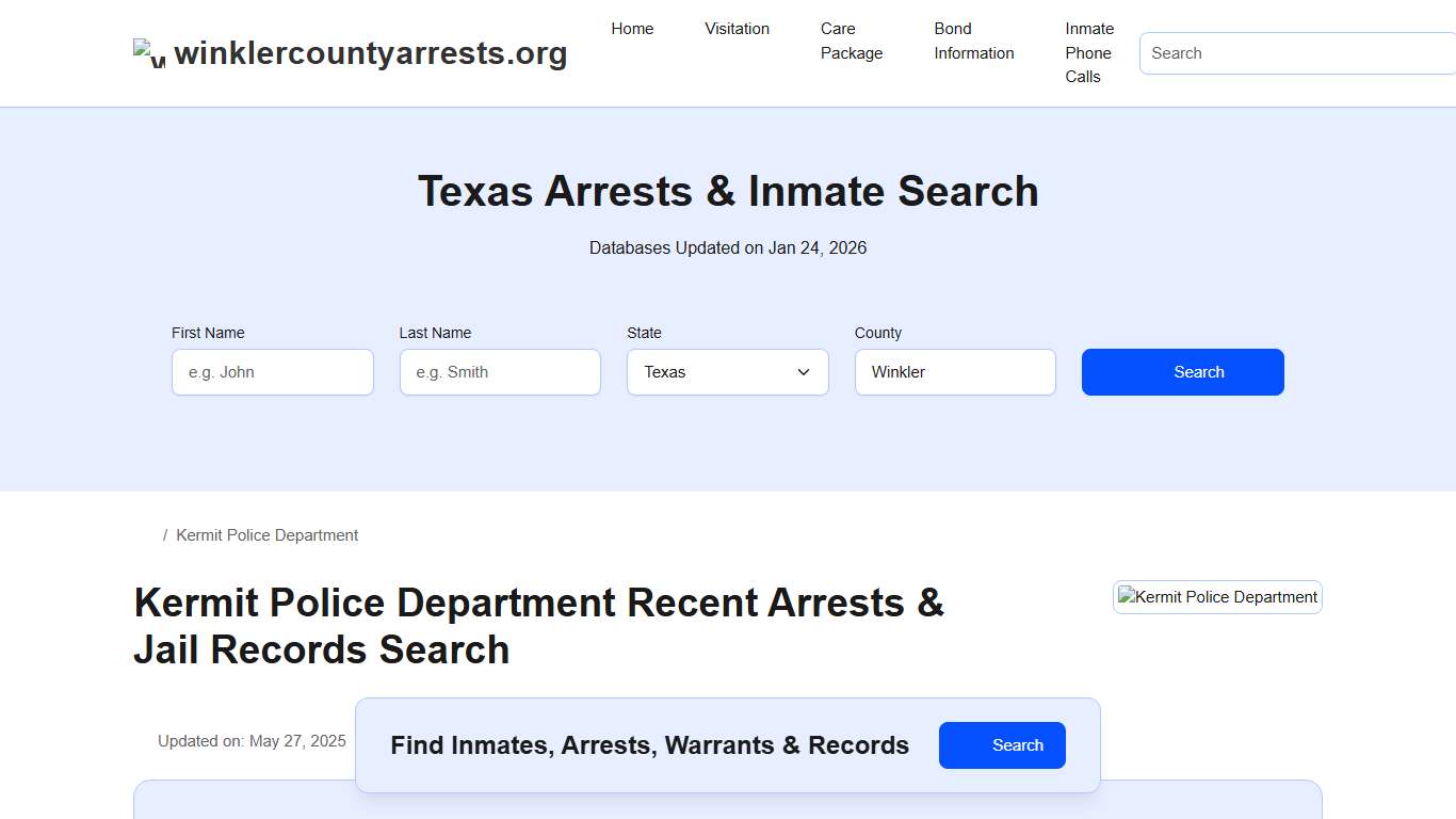Kermit Police Department, TX Arrests, Records, Jail Roster Lookup
