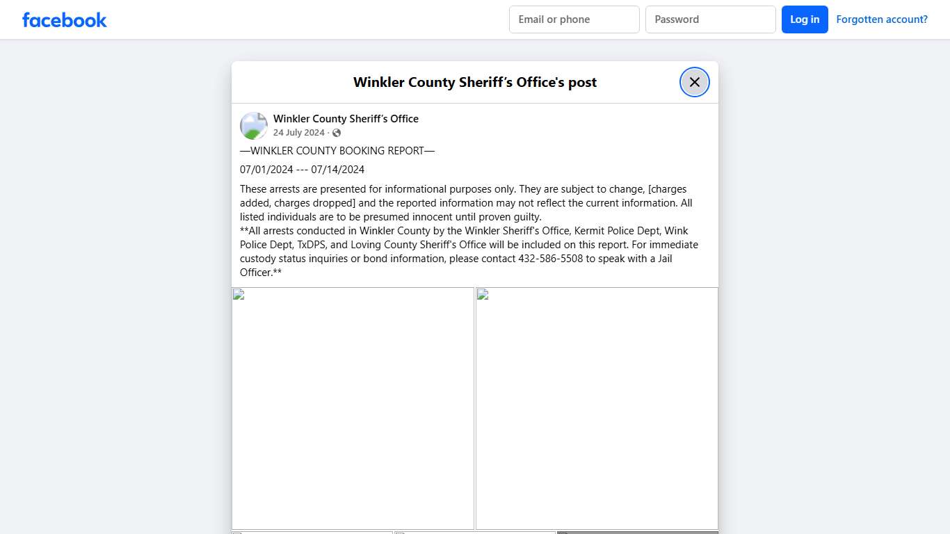 —WINKLER COUNTY BOOKING... - Winkler County Sheriff’s Office Facebook