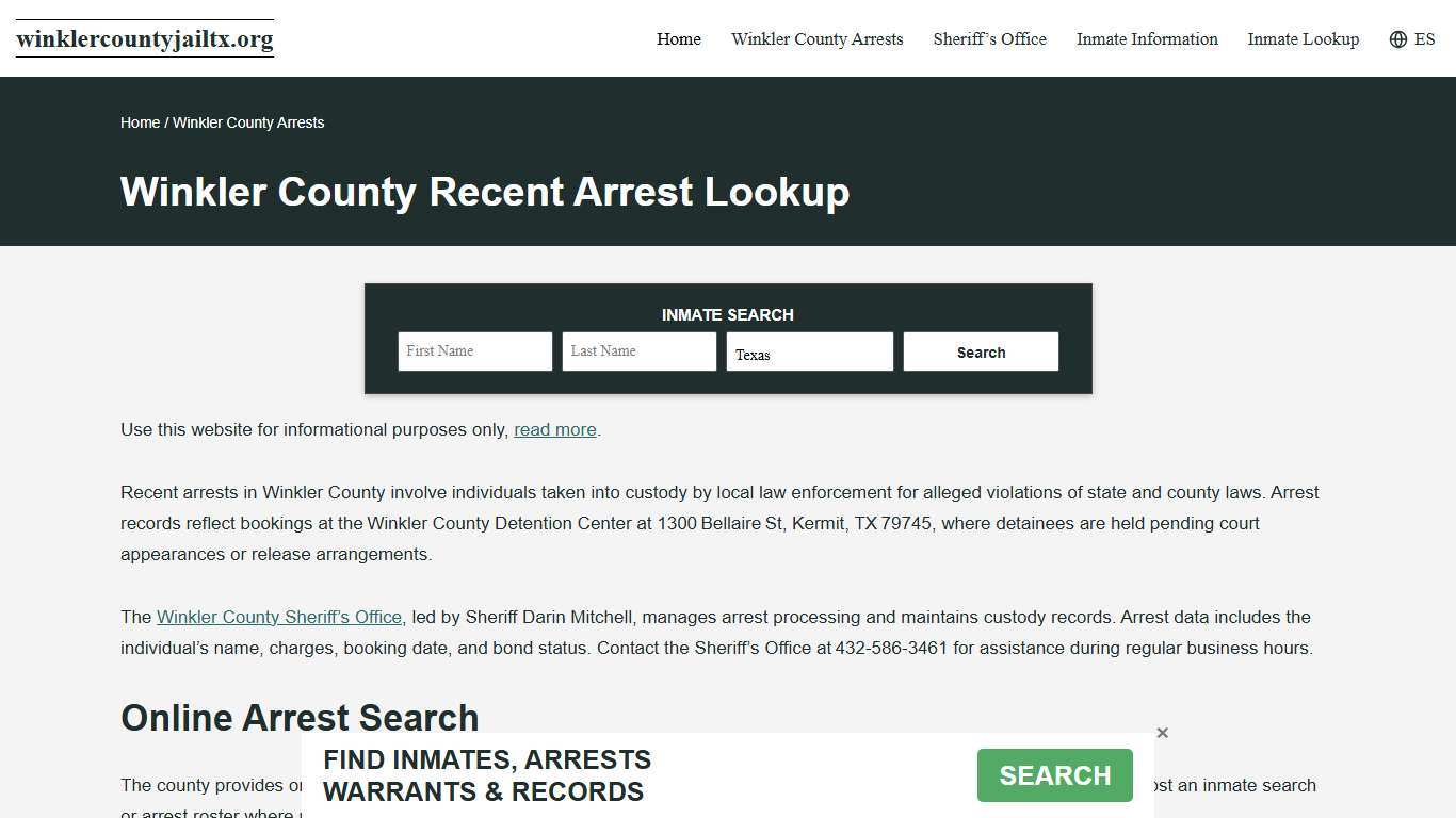 Winkler County, TX Arrests, Active Warrant Search
